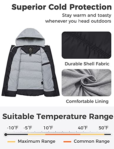 wantdo Women's Plus Size Sleeveless Puffer Vest Waterproof Quilted Winter Coats with Removable Hood Black 1X