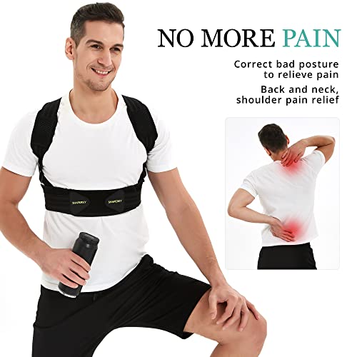 Posture Corrector for Men and Women, Adjustable Upper Back Brace, Muscle Memory Support Straightener, Providing Pain Relief from Neck, Shoulder, and Upper and Lower Back, Large-X Large(37''-47'')