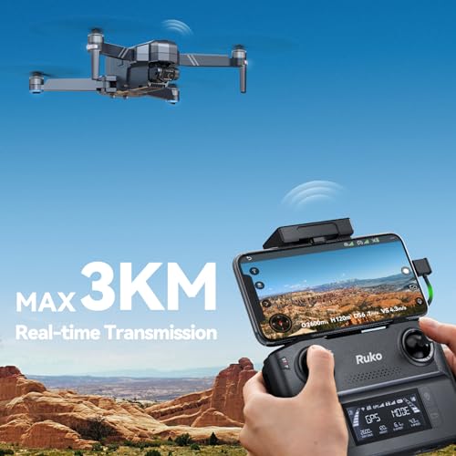 Ruko F11GIM2 Drones with Camera for Adults 4K, 64Mins Flight Time, 2-Axis Gimbal & EIS Anti-shake, 2Miles Video Digital Transmission, GPS Auto-return Professional Quadcopter, Level 6 Wind Resistance