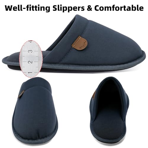 WALKFUN Comfortable House Slippers for Men Full Toe Comfortable Indoor Slip on Warm Slides Sandals with Memory Foam for Bedroom,Indoor Home(Coffee 11-12)