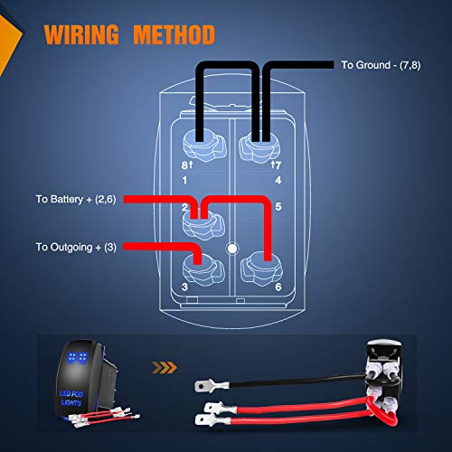 Nilight LED POD Lights Rocker Switch Led Light Bar Switch 5Pin Laser On/Off switches 20A/12V 10A/24V Switch with Jumper Wires Set for Cars,Trucks,RVs,2 Years Warranty