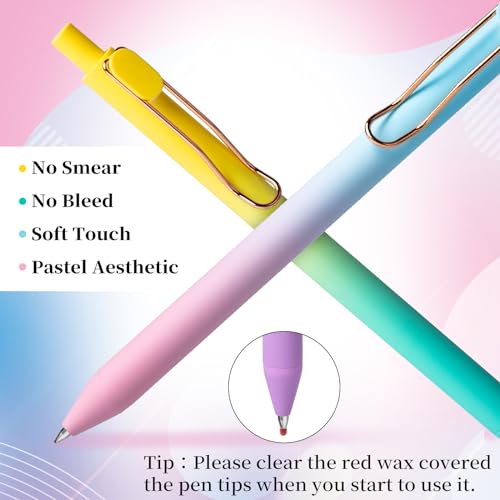 Drawdart Gel Pens, 6 Pcs Smooth Writing Pens No Bleed & Smear, Black Ink Cute Pens Fine Point (0.5mm), Retractable Aesthetic Journaling Pens School Office Supplies for Women & Men