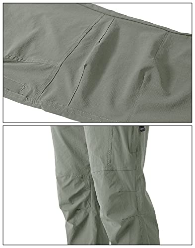 BGOWATU Men's Hiking Pants Water Resistant Stretch Outdoor Sports Pant Lightweight Travel Pants with Zipper Cargo Pockets Light Brown M