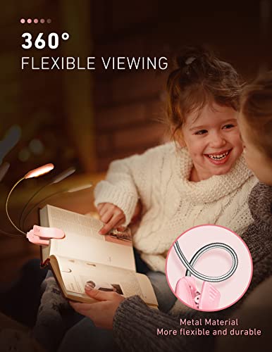 Monotremp Book Lights for Reading at Night in Bed, 80 Hours Runtime LED Book Light Rechargeable, 3 Brightness Levels × 3 Color Temperatures, 1.3 oz Lightweight Reading Lights for Books in Bed