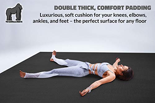 Gorilla Mats Premium Extra Large Yoga Mat – 15' x 6' x 8mm Extra Thick & Ultra Comfortable, Non-Slip Barefoot Exercise Mat – Works Great on Any Floor for Stretching, Cardio or Home Workouts