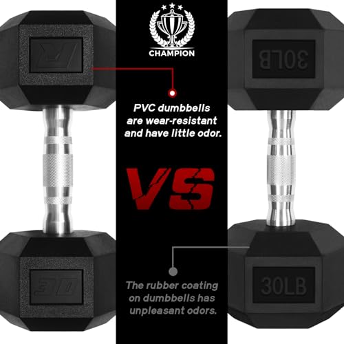 Ritfit 5-650 LBS PVC Encased Hex Dumbbell Sets with Optional Rack for Home Gym, Hand weight with Chrome Handle for Strength Training,Workouts,60LB