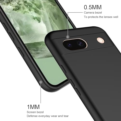 HAII Designed for Google Pixel 8a Case, Slim Liquid Silicone for Women Men with Scratch-Resistant Microfiber Lining Shockproof Soft Silicone Protective Phone Case for Google Pixel 8a (Black)