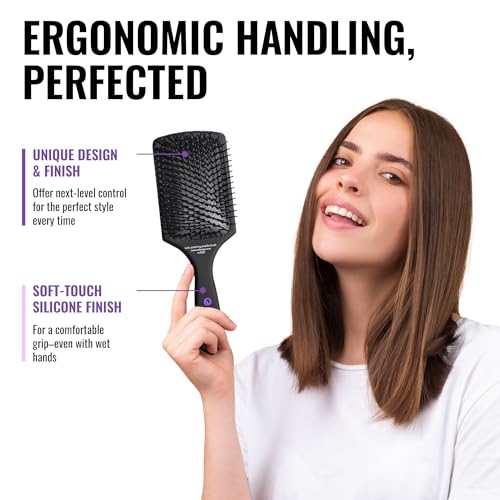 Ergo Ionic Paddle Hair Brush – Large Polishing Brush for Long-Lasting Shine, Detangling Brush for Wet & Dry Hair Care, Hair Styling Tool for Blow Drying (ER1000)