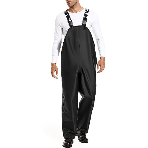 HISEA Waterproof Bib Overall Fishing Bib Pants Made from Durable PVC-Coated Nylon for Fishing, Hunting, Work, Sailing