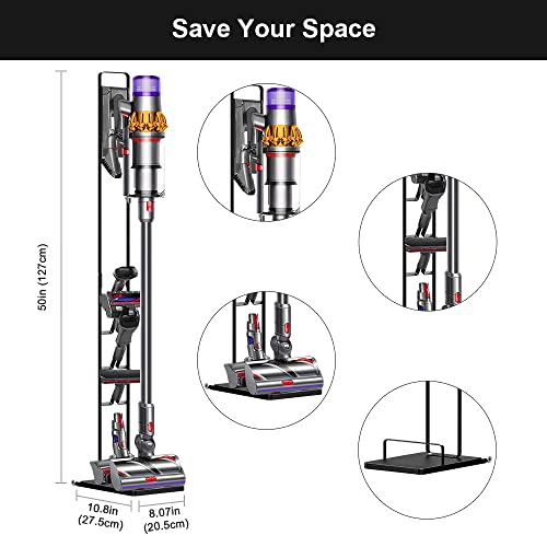Foho Vacuum Stand Compatible for Dyson V15 V11 V10 V8 V7 V6 with Wheels,Metal Storage Bracket Stand Holder Compatible for Dyson Handheld Cordless Vacuum Cleaners & Accessories & Attachments