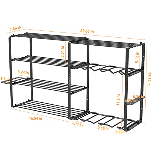 ZEAKOC 5-Layer Tool Shelf, 16.5"x7.8"x7.0" Carbon Steel, Easy to Install, Holds 80-260 lbs, 20 lbs Load Capacity per Shelf, 1.57" Spacing, 6 Drill Holder, 1PK