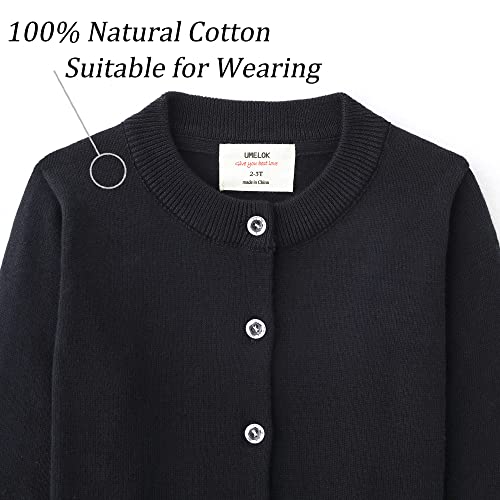 UMELOK Girls' Yellow Cardigans Sweaters Cotton Long Sleeve School Uniform Yellow, 7-8Y