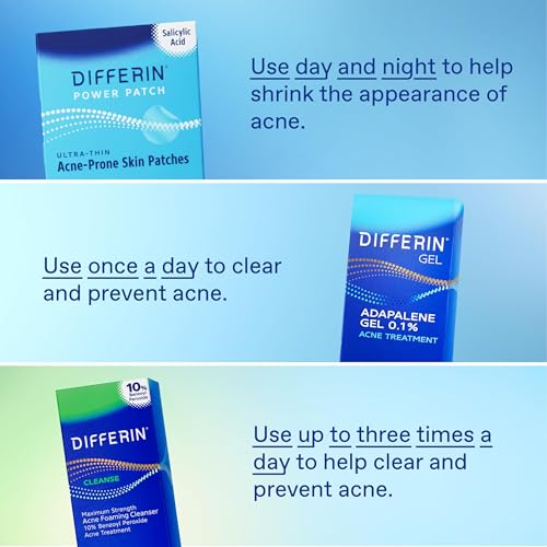 Differin Acne Patches, Pimple Patches for Acne Prone Skin, Formulated with Salicylic Acid and Centella, Fast Triple Action Power Patch for Day & Night, Dermatologist Tested, 36 Count_