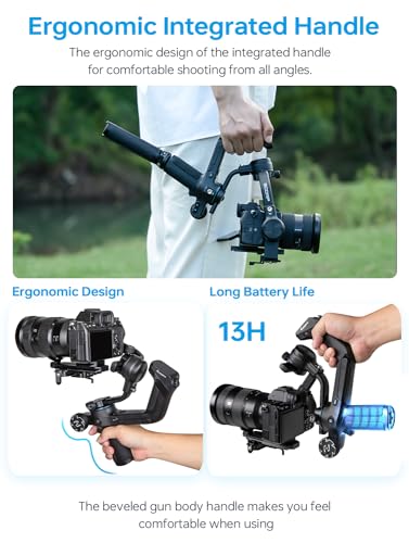 FeiyuTech SCORP 2[Official]Camera Stabilizer, Built-in AI Tracker,3-Axis Gimbal for Sony/Canon/Nikon/Fujifilm Mirrorless&DSLR Camera,Upgrade Joystick&Touch Screen,Max 5.51lbs, Native Vertical Shooting