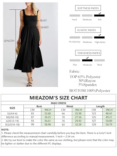 Mieazom Women's Maxi Dress Summer Sleeveless Swing Sundress Casual Loose Tank Long Dresses with Pockets Dark Green M