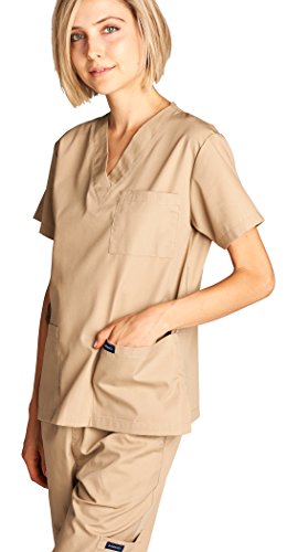 Dagacci Medical Uniform Womens and Mens Scrubs Set Medical Scrubs Shirt Top and Pant, Pewter Gray, Small, Short Sleeve