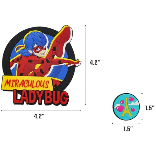 Miraculous Ladybug - Pop n' Swop 12 Assorted Ladybug and Cat Noir Badges, Collection 1, Regular and XXL Clip-on Badges, compatible with Pop n' Swop Purses, Shoulder Bag and Backpacks (Wyncor)