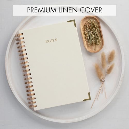 Aesthetic Thick Spiral Notebook Journal For Women in B5 Format - Modern Linen Hardcover College Ruled Note Book With 300 Lined Pages - Perfect For Writing And Staying Organized at Work or School