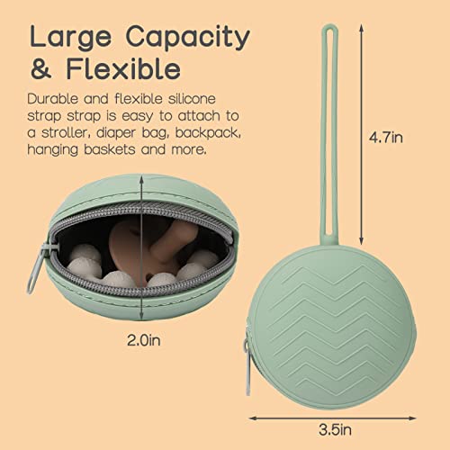 Nupoopy 2 Pack Silicone Pacifier Holder Case, BPA Free Newborn Baby Pacifiers Silicone Pouch for Boys & Girls, Portable Silicone Pacifier Container Case (Clay, Dark Grey)