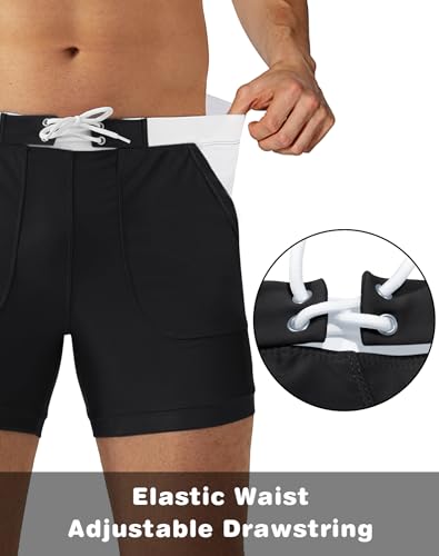 MAGNIVIT Men's Swimming Trunks Sport Brief Swim Underwear with Pocket Black