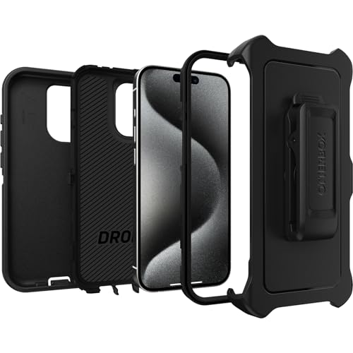 OtterBox Defender Case for iPhone 15 Pro, Shockproof, Drop Proof, Ultra-Rugged, Protective Case, 5X Tested to Military Standard, Black