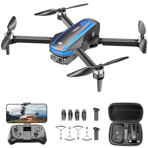 PLEGBLE Drones with Camera for Adults 4K Brushless Motor Drone for Kids Beginners, FPV Foldable RC Quadcopter with Propeller Guards, 2 Batteries, Voice Control, Gesture Photo, Gift Toys for Men Boys