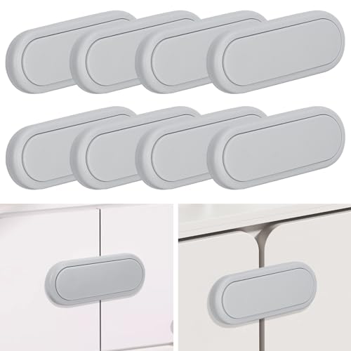 FYY Cabinet Locks for Babies, 8 Pack Child Proof Cabinet Locks Child Safety Locks for Cabinets Baby Proofing Cabinet Latches with Strong Adhesive Tape for Fridge, Cabinets, Freezer Door White