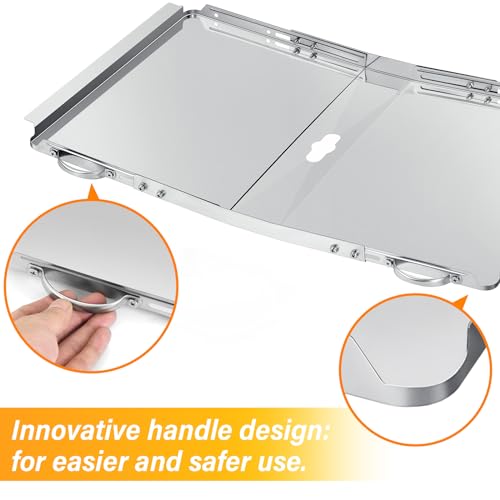 Grease Tray with Catch Pan for Dyna Glo Grill Replacement Parts - Universal Drip Pan for 4/5 Burner Gas Grill Models from Nexgrill, Expert Grill, Kenmore, BHG and More (24"-30") (Silver)