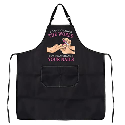 PXTIDY Nail Tech Apron With Pockets Nail Salon Apron Nail Tech Apron Nail Salon Gift Manicurist Apron Waterproof Apron Adjustable (CHANGE YOUR NAILS APRON)