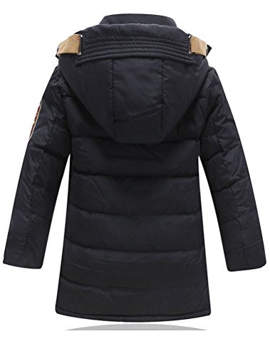 Mallimoda Big Boy's Hooded Bubble Jacket Heavyweight Solid Puffer Coat Style 1 Black Size 5-6 Years