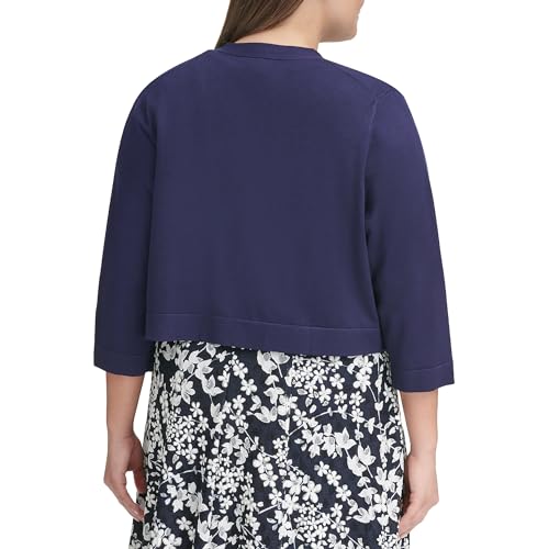 Tommy Hilfiger Women's Button Sleeve Shrug, Navy, Small