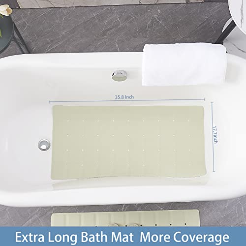 Webos Foldable Silicone Bathtub Mat: Jumbo Size Heavy Duty Safety Bath Mat for Tub without Suction Cups Non Slip Bath & Shower Mat for Textured, Reglazed, Refinished Tub (Beige, 35.8 x 17.7)