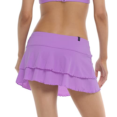 Body Glove Women's Standard Smoothies Lambada Solid Mesh Cover-Up Skirt Swimsuit, Loquat, Large