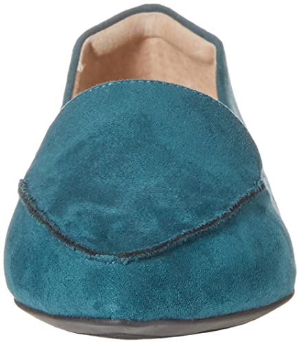 Amazon Essentials Women's Loafer Flat, Navy Microsuede, 14 Wide