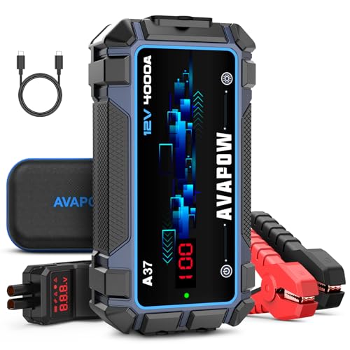 AVAPOW Car Battery Jump Starter 4000A Peak,12V Portable Jumpstart Box for Up to 10L Gas 10L Diesel Engine,PD 60W Fast Charging Lithium Jump Starters Charger Pack