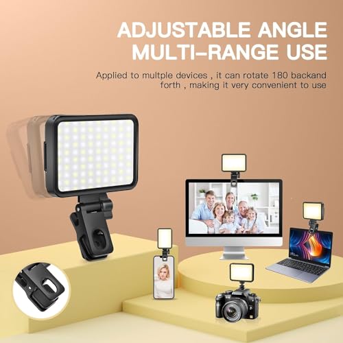 Selfie Light, Phone Light with Front & Back Clip, 84 LED Portable Ring Light with 3 Light Modes, Rechargeable Video Light for Phone, iPhone, iPad, Camera, Laptop, Selfie, Tiktok, Live Stream, Makeup