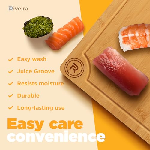 Riveira Bamboo Cutting Boards For Kitchen – Versatile and Durable: Set Of 3 Pcs Rectangular Wooden Cutting Board – Wooden Cutting Boards For Kitchen – Complete Wooden Cutting Boards For Kitchen