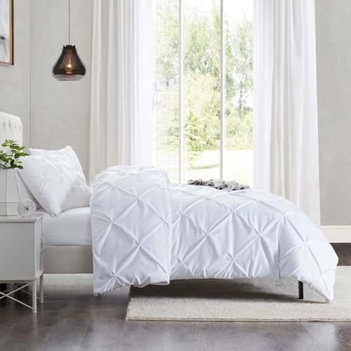 Nestl Teal Duvet Cover Full Size - Soft Double Brushed Duvet Set with Button Closure & Corner Ties, 3 Piece Luxurious Pinch Pleated Duvet Cover Set 80x90 Inches with 2 Pillow Shams