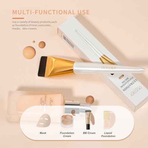 docolor Flat Foundation Brush for Liquid Makeup,Ultra Thin Liquid Foundation Brush Premium Makeup Face Brush for Blending, Cream, Thin Foundation Brush Makeup Tool Face Foundation Flat Brush