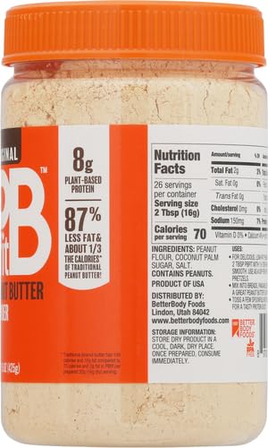 PBfit All-Natural Peanut Butter Powder, Peanut Butter Powder from Real Roasted Pressed Peanuts, 8g of Protein 8% DV (15 oz.)