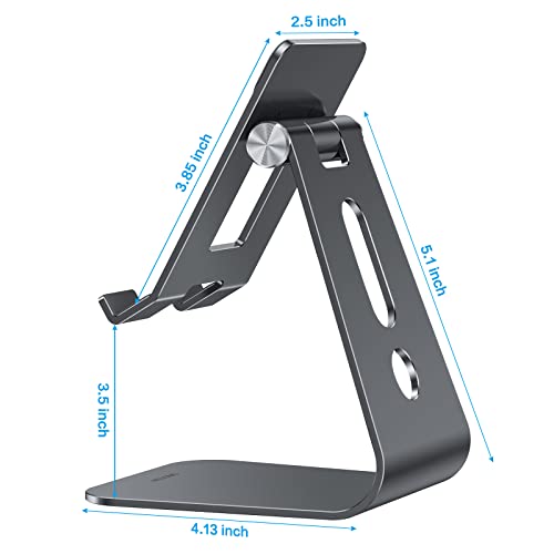 OMOTON Adjustable Tablet Stand for Desk, Upgraded Longer Arms for Greater Stability, T2 Tablet Holder with Hollow Design for Bigger Sized Phones and Tablets Such as iPad Pro/Air/Mini, Black