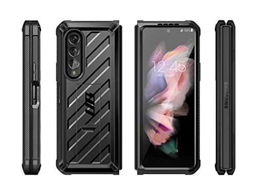 SUPCASE for Samsung Galaxy Z Fold 3 Case with Stand (Unicorn Beetle), [Built-in Screen Protector & Belt Clip] Heavy Duty Rugged Full-Body Shockproof Protective Phone Case for Galaxy Fold 3, Black