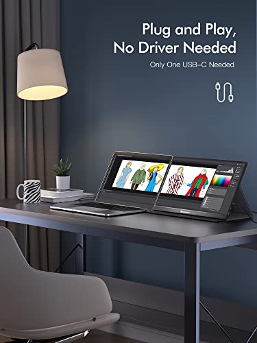 MAGICRAVEN 18.5 Inch Portable Monitor, 1080P 100HZ IPS Laptop Monitor, Large Gaming Display Second Screen with Speakers & Smart Cover, Portable Monitor Extender for PC Phone PS5 Xbox Switch