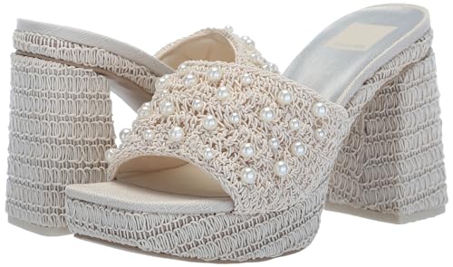 Dolce Vita Women's ABENI Heeled Sandal, VANILLA PEARLS, 6