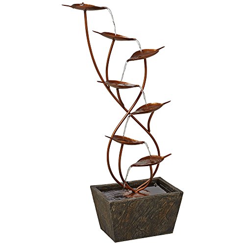 Ashton Curved Leaves 41" High Large Modern Indoor Outdoor Decor Copper Resin Floor Fountain Standing Waterfall Tiered Cascading Water Feature for Outside Garden Patio Yard Backyard - John Timberland