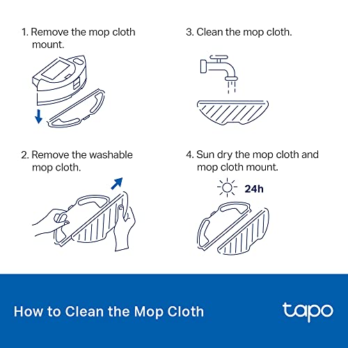 TP-Link Tapo Robot Vacuum Washable Mop Cloth | Compatible with Tapo RV30 Plus, Tapo RV30, Tapo RV10 Plus, Tapo RV10 | Washable Mop Cloth ×3 | Reusable | Easy Setup | (Tapo RVA300),Gray