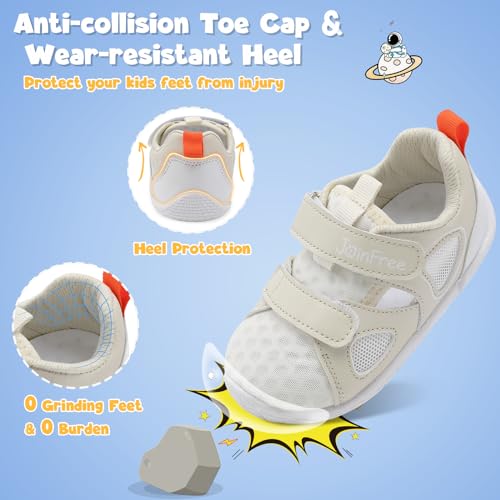 JOINFREE Toddler Shoes Boys Girls Shoes Kids Breathable Sneakers Tennis Shoes School Shoes Casual Sports Shoes Baby Walking Running Playing Shoes LightGrey 4-5 Toddler