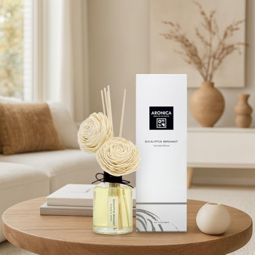 Aronica Twin Sola Diffuser 160ml_Eucalyptus and Bergamot Scent Sticks Oil Diffuser for Modern Home Shelf Decor, Entryway Table Fragrance for Aesthetic Bedroom