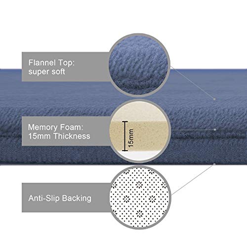 AOACreations Memory Foam Bath Rug, Bathroom Mat Set of 3, Soft, Plush, Absorbent, Low Pile, Includes 1 Large 20" x 32", 1 Contour 20" x 20", 1 Small 16" x 24" (Blue Grey)