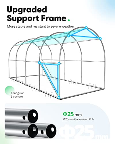 Quictent 25x10x6.6FT Swing Door Greenhouse, Large Walk-in Green House for Outdoors, Reinforced Heavy Duty Frame, Upgraded Tunnel Hoop House Kit for Outside Garden Plant, 10 Screen Window, Green